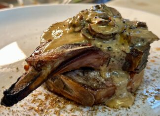Dry-aged meat and mushroom sauce await in Chef’s Kitchen