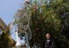 Giant skeletons are staying up gone Halloween in Los Angeles