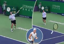 Terence Atmane launches racket at followers in horrifying meltdown
