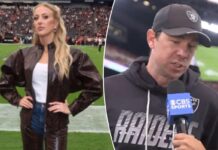 Brittany Mahomes shades Raiders’ Klint Kubiak for halftime assure