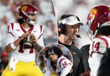 USC’s Jayden Maiava throws 2 interceptions in first quarter vs. Wisconsin